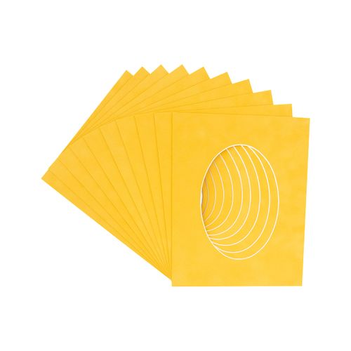 CountryArtHouse Bright Yellow Acid Free 7x9 Oval Picture Frame Mat with White Core Bevel Cut for 5x6 Pictures - Fits 7x9 Frame - Pack of 25 Matboard Show Kits with Acid Free Backings & Clear Bags