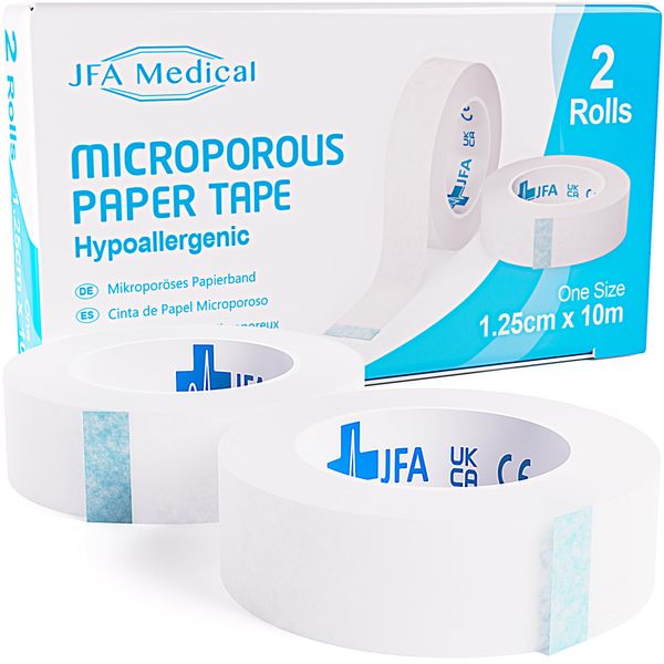 JFA Medical Microporous Surgical Tape First Aid Medical Tape Earring Cover Up Tape 1.25cm x 10m - Box of 2 Rolls