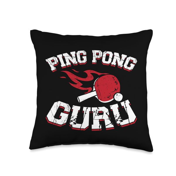 Ping Pong Table Tennis Paddle Ping Pong Guru Throw Pillow