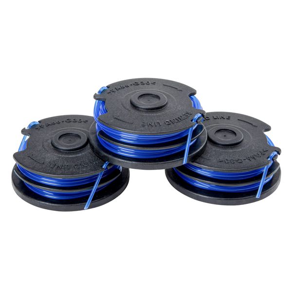 Greenworks 0.065" 3-Pack Dual Line Replacement String Trimmer Line Spool,Black/Blue