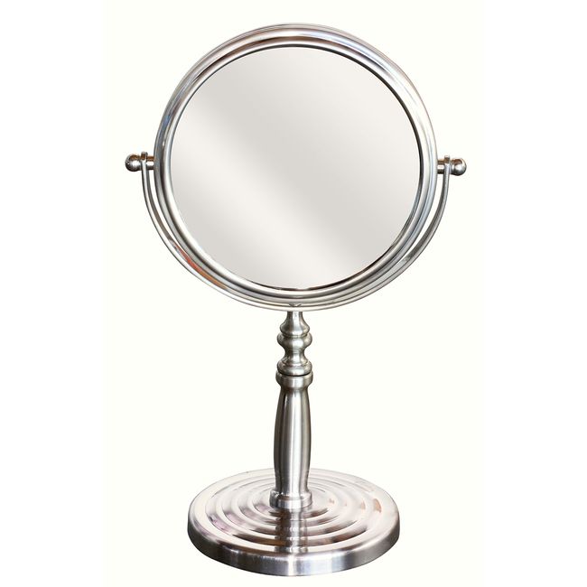 DecoBros 6-Inch Tabletop Two-Sided Swivel Vanity Mirror with 8X Magnification, Nickel
