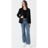 Womens One Button Blazer Lightweight Office Work Suit Jacket (918 Black, S)