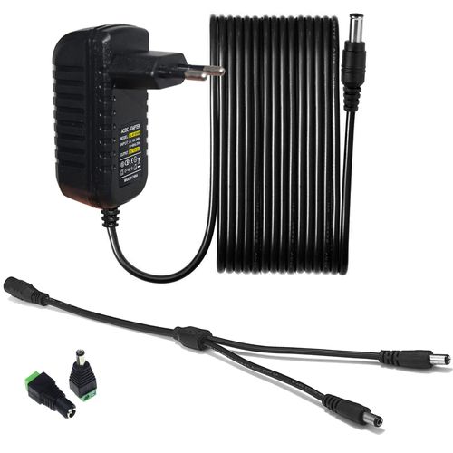WiTi 12 V Power Supply 2000 mA AC Adapter 3 Metre Cable 100-240 V 50-60 Hz to DC Power Supply 12 V 2 A 24 W Plug 5.5 mm x 2.1 mm Power Supply Charger Power Supply for CCTV Camera, LED Strips, Routers