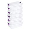 Sterilite 32 Quart Clear Under Bed Storage Container Tote with Latch Lid, 6 Pack