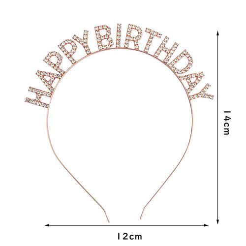 Samcos Happy Birthday Headband Set of 2 Colors, Birthday Hair Ornament, Cute, Stylish, Happy Birthday, Party Supplies, Party Photos, Silver/Rose Gold