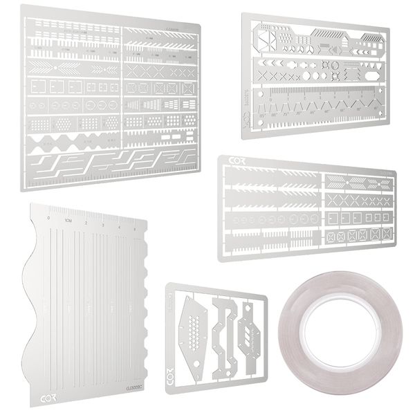 nullie Etching Guide, Sujivoli Guide, Muscle Carving, Guide Tape, Plastic Model, Multi-functional, Set of 6