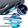 4pcs/Set Blue Window Rise Down Switch Door Lock Panel Cover For Civic 2016-2021