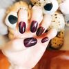 24 PCS Nail Tips, Gel Nail Tips, Solid Color, Cat Eye Stone, Handmade Nail Art Tips (Violet)