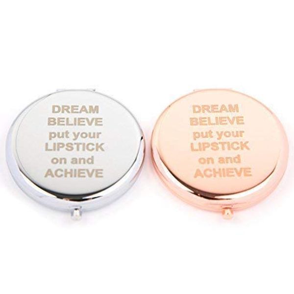 Slogan Compact Mirror - Dream, Believe, Achieve (Silver)