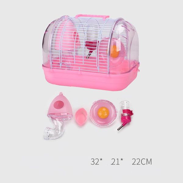 Japanese Elegance: Transparent Base Luxury Hamster Cage - Pink