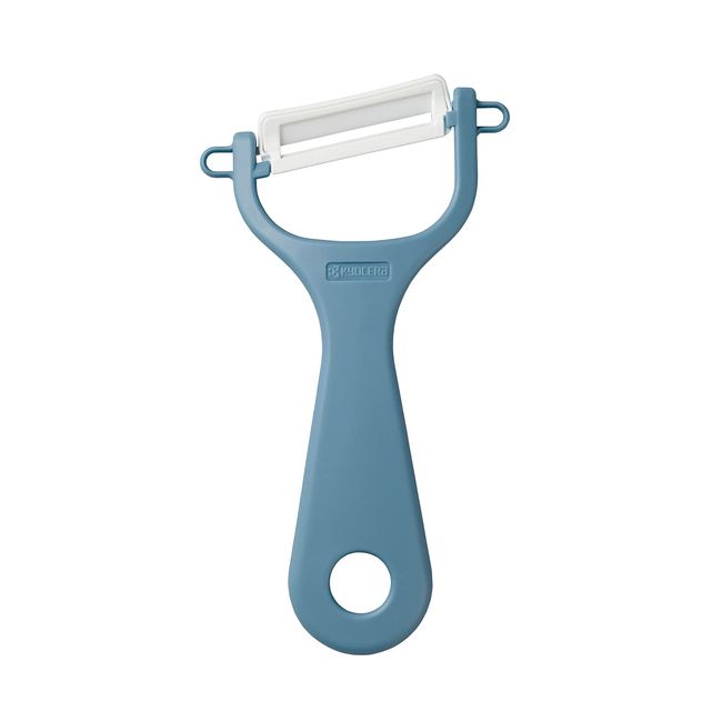 Kyocera CP-NA08DBU Ceramic Peeler, Rust Free, Easy to Clean, Peeler, Dull Blue, Diagonal Blade Type, Light and Sharp, Lasting Sharpness, Keeps Sharp, OK to Disinfect with Bleach