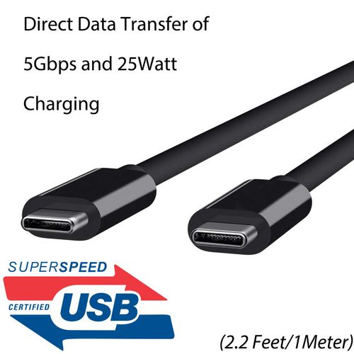 USB Type-C Direct Charging and Data Cable Compatible with LG V40, Q70, G8X ThinQ with Dual 2 5Gbps USB-C Connectors! (625MB/s)