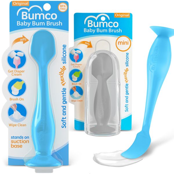 Bumco Diaper Cream Spatula Home & Travel Set - BPA-free Butt Paste Diaper Cream Applicator, Soft Diaper Rash Cream Applicator, Butt Spatula Baby, Mom-Invented Diaper Bag Essentials, 2-Pack