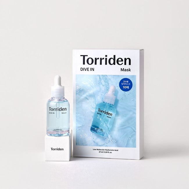 [2-piece set] Toriden Dive-in low molecular weight hyaluronic acid serum 50ml + 10 masks