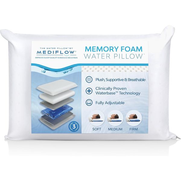 Water Pillow Memory Foam Re-Invented with Waterbase Technology - Clinically Prov