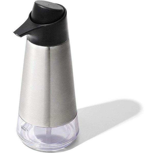 OXO Easy Press Stainless Steel Soap Dispenser, 3-1/4" diam. x 8" h