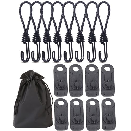 17-Piece Tent Clip, Tension Rope, Stretch Cord (2024 Enhanced Version & Reflective Design), Camping Clip Set, For Fixing, Windproof, Tarp Clips, Easy Installation, Outdoor, Clip Holder, Tent Clamp
