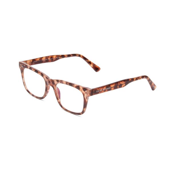 Calabria PRIVE Expert Rectangular Reading Glasses +7.00 Blush Pink Brown Crystal