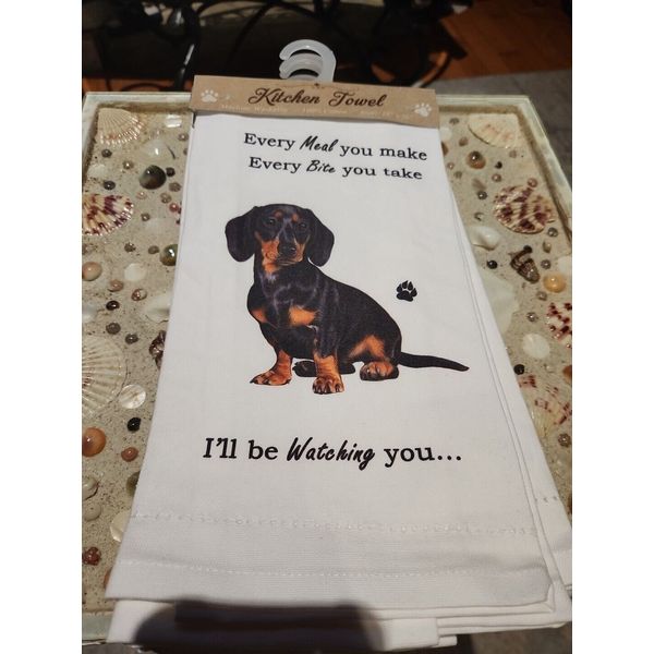 Black Dachshund Dog Kitchen Towel. Soft Highly Absorbent Gifts 18"×26"