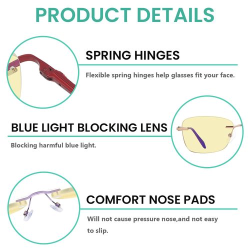 Eyekepper 12 Pack Blue Light Reading Glasses for Women Yellow Tinted Computer Rimless Readers +0.50