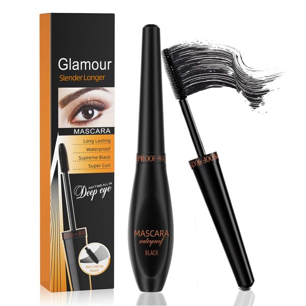 4D Schwarze Wimperntusche,Wasserfeste Wimperntusche,4D Silk Fiber Mascara, Langanhaltende & Wischfeste Wimperntusche, Definierend, Verlängernd für extrem lange Wimpern,Very Black