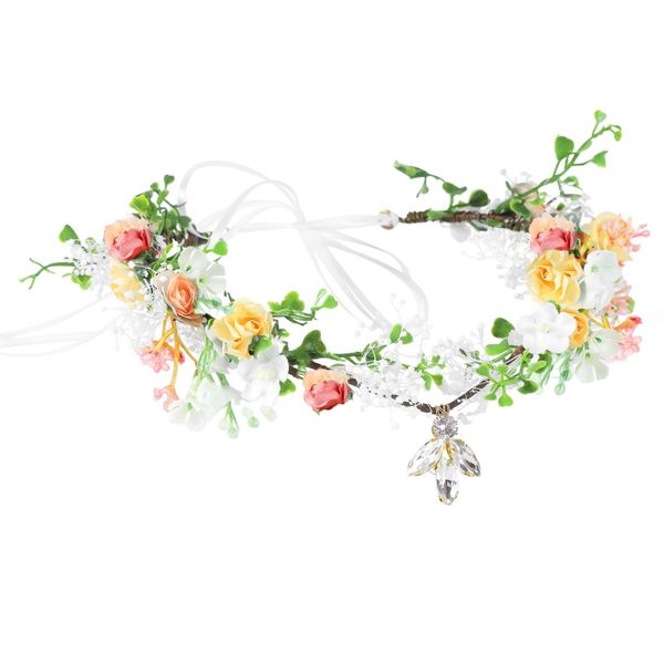 Goledwedy Fairy Flower Crown Elf Headpiece for Women and Gilrs Elven Crown Queen Fairy costume accessories Fairy headband Bridal Headpiece with Crystal