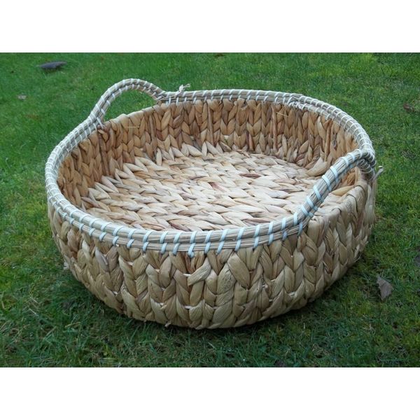 Serving Tray Tablett Made of Water Hyacinth, Approx. 37 cm x 37 cm x 11 cm