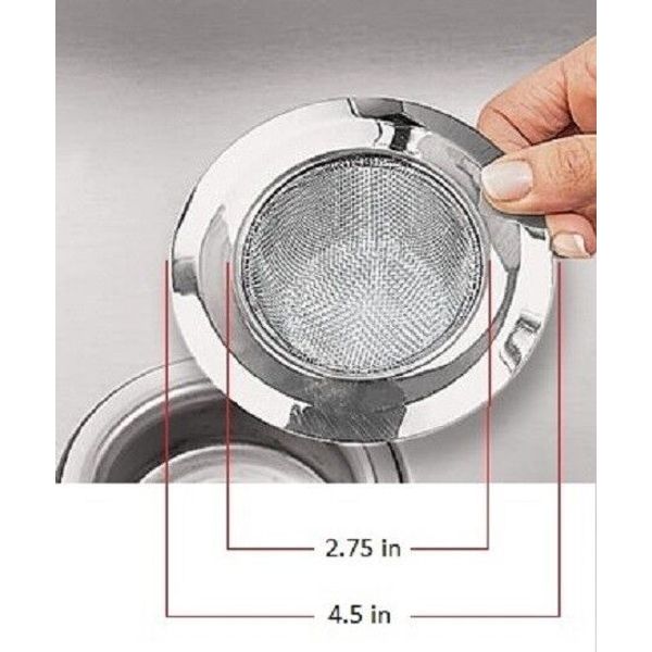 2 Sink Strainers Steel Mesh Kitchen Sink Heavy Duty 4.5" Outer 2.75" Inner