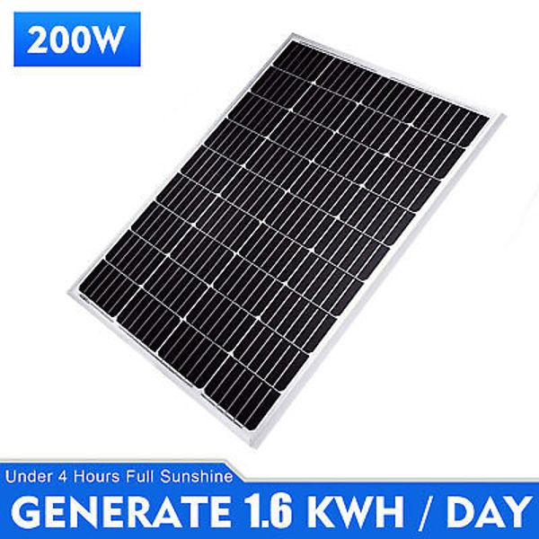 12V 200W Watt Mono Solar Panel Battery Charger Home Boat RV Camping Off Grid