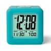 Timelink Rubber Cube Calendar Smart Light Table Clock, Aqua