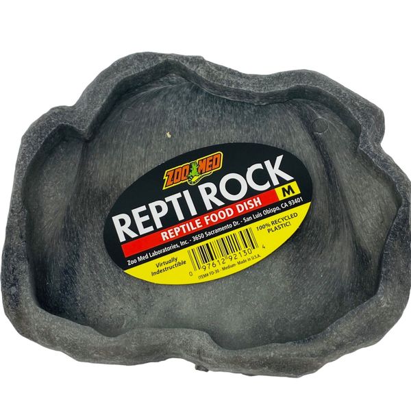 Zoo Med Repti Rock Reptile Food Dish Medium  7.25" Long x 5.9" Wide