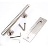 WOLFBIRD 24CM Sliding Barn Door Handle Stainless Steel Pull and Flush Set Two-Sided Silver