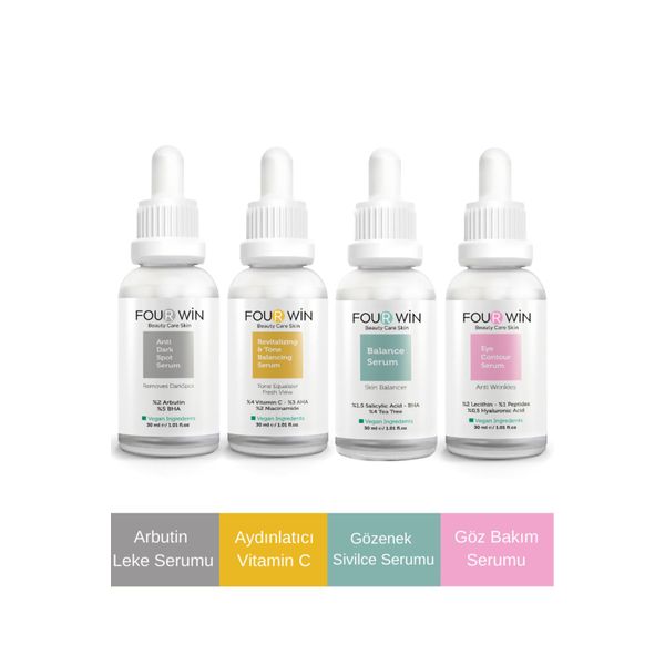 Arbutin , Niacinamide , Tea Tree , Peptides 4’lü Skin Care Serums