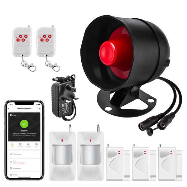 House Alarms System WiFi Door Window Sensor Alarm System | Home Security Systems Anti-theft 120DB Alarm | Smart Magnetic Sensor Alarm with Free Notification APP Control &Remote Control for Garage Shed