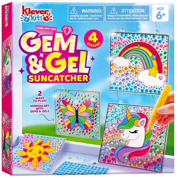 Klever Kits Suncatcher Fenster Bastelsets für Kinder,Geschenke für Mädchen 6 7 8 9 10 11 12 Jahre,DIY Diamant Malset Spielzeug,Basteln Mädchen Painting Set,Kreative Einhorn Geschenke(4 Themen)