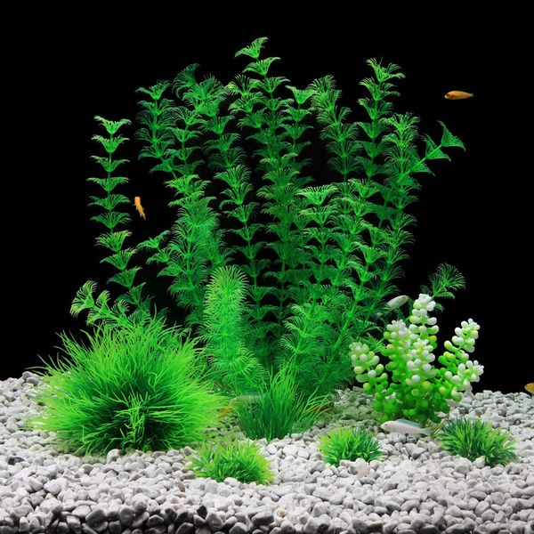 QUMY Aquarium Plants Plastic Fish Plant Set for Tank Artificial Decoration for All Fish Medium