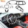 Carbon Fiber Console Full Set Interior Decoration Trim Kit For Dodge Challenger