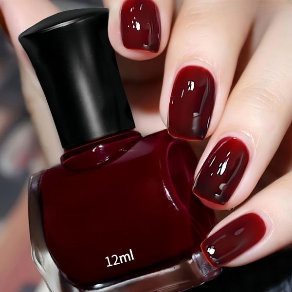 12ml Red Nail Polish,Dark Red Nail Varnish,Quick Dry Nail Polish,Wine Red Nail Varnish,Long Lasting Nail Varnish,Cherry Red Nail Polish with Water Based Formula,Nail Polish for Women DIY Nail Art