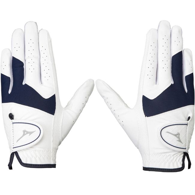 MIZUNO 5MJWB254 Effil Women's Golf Gloves, For Both Hands, Synthetic Leather/Synthetic Leather, White/Navy, 7.5 inches (19 cm)