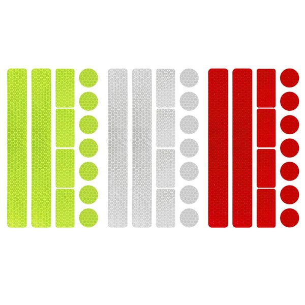 KALIONE 39 Stück Reflektierende Aufkleber Reflektor Reflektoren Reflektorband Selbstklebend Reflektor Sticker Sicherheit Warnband Sicherheit Reflektorband für Fahrräder Schulranzen Roller Helme