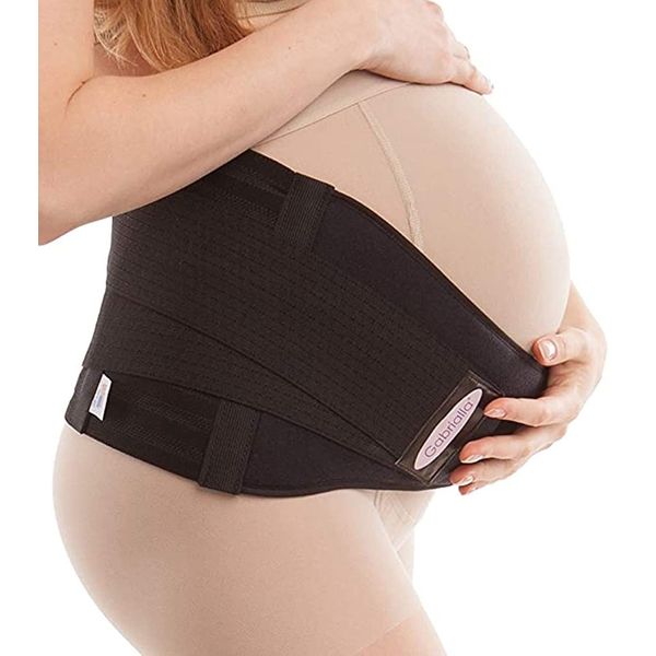 GABRIALLA Pregnancy Belly Band - Strong Support, 8" Wide, Made In USA, Black (Medium)