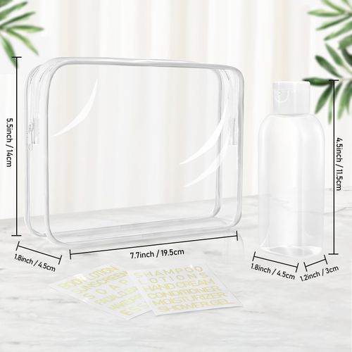 CHEODIN Travel Shampoo Bottles 5 pcs 3.4oz TSA Approved Travel Bottles for Toiletries Travel Size Bottles Leak Proof Empty Lotion Containers with Flip Cap Small Plastic Squeeze Bottlesp-Clear