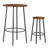 Round Pub Dining Set 3-Piece Small Kitchen Table Set w/Counter Height Bar Stools
