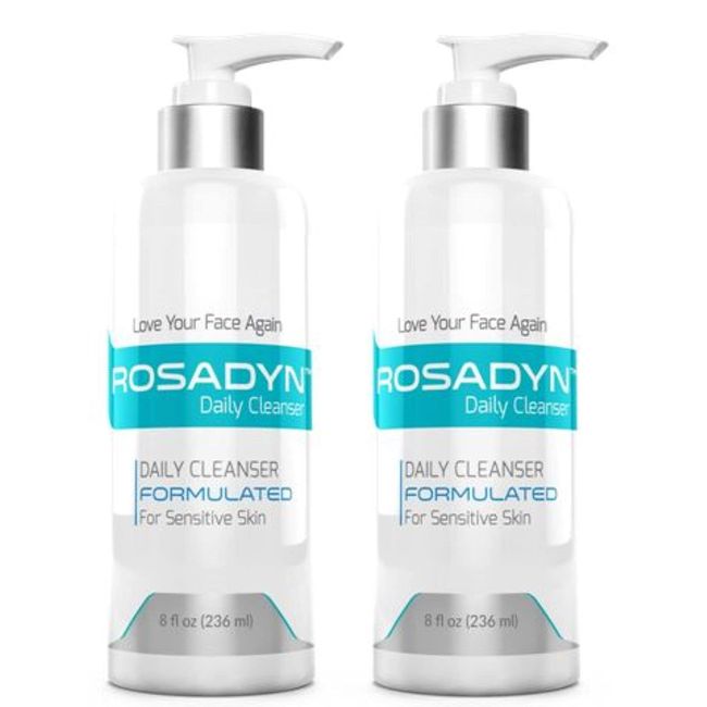 Rosadyn+ Cream Cleanser 2-Pack for Sensitive Skin and Rosacea Gentle Non-Drying Organic Facial Wash - Soothing and Won't Irritate Skin