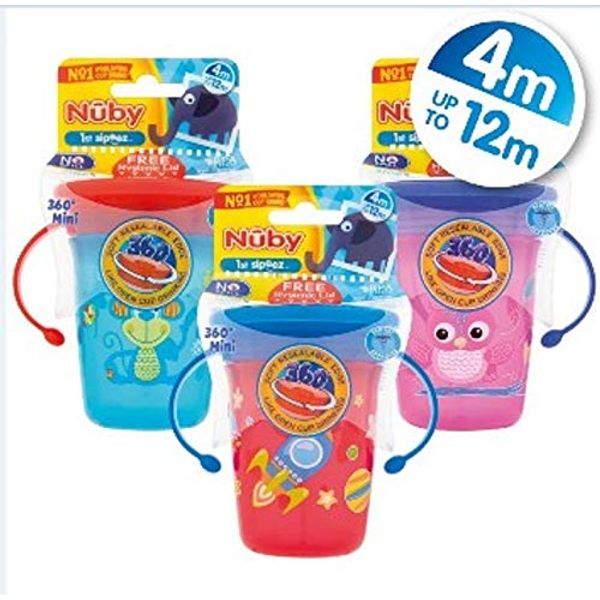 Nûby 92825 - Cup with hygienic lid and handles, Assorted colors, One piece