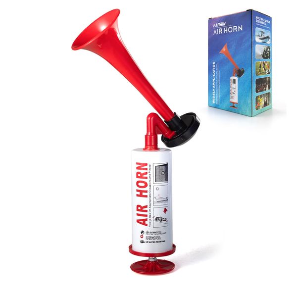 FARBIN Air Horns for Safety Marine and Sports Pump Air Horn Loud Sound Handheld Signal Boat Horn Personal Safety Horn for Boating, Sports Events, Parties, Camping, Graduation, Aggressive Animals