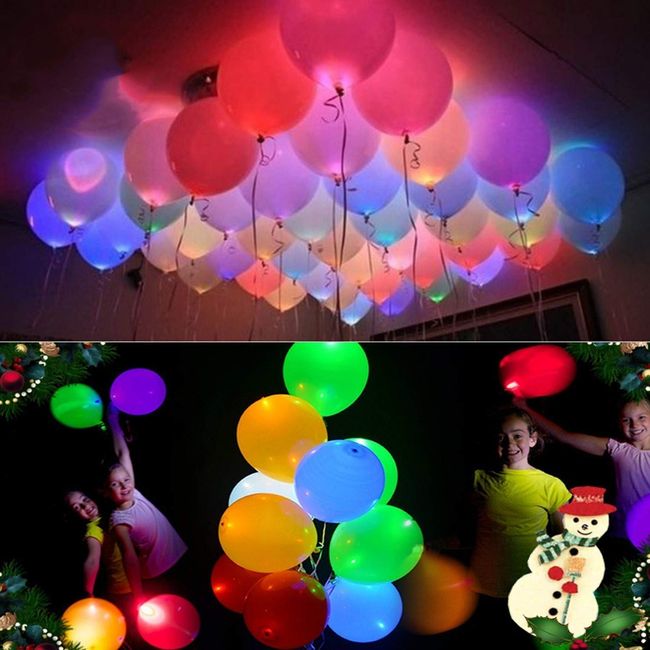 20 LED Light Up Balloons Mixed Colors Flashing Lasts 24 Hours Party Birthday Wedding Decorations