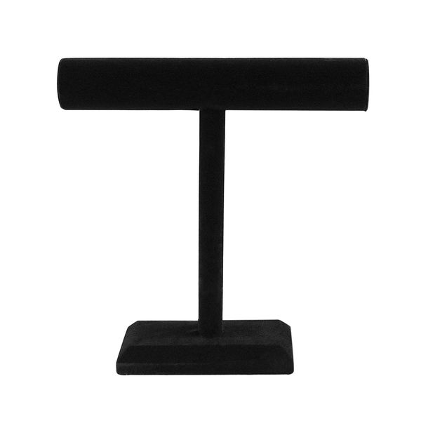 G Ganen T-Bar Necklace Holder Jewelry Display Stand; Black Velvet Holder Organizer for Necklace, Chains, Bracelets, Watches, Headphones; 12” High*11”Cross.