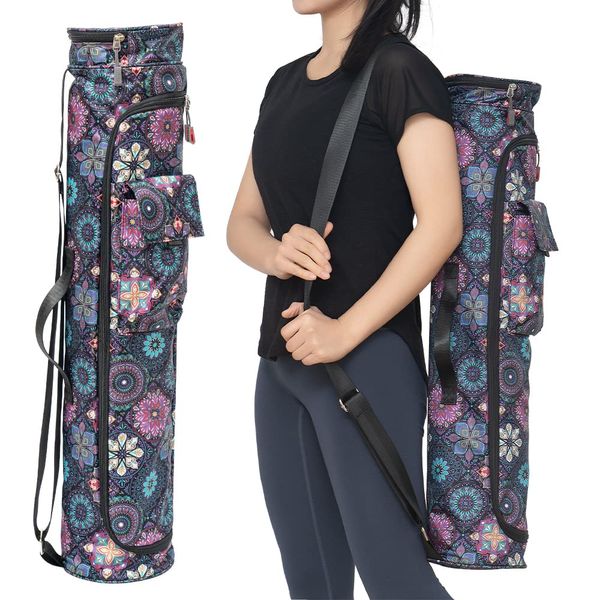 YUREN Yoga Mat Bag, Storage Yoga Mat, Case, Training Mat, Bag, Large Capacity, Pockets, Large Size, Easy to Insert, Waterproof, Thick, Textured, Lightweight, Yoga Carrying Bag, Stylish, Shoulder Bag,