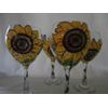 Hand painted sunflower/bird 20 ounce goblets, Usa, set/4. 20 ounce